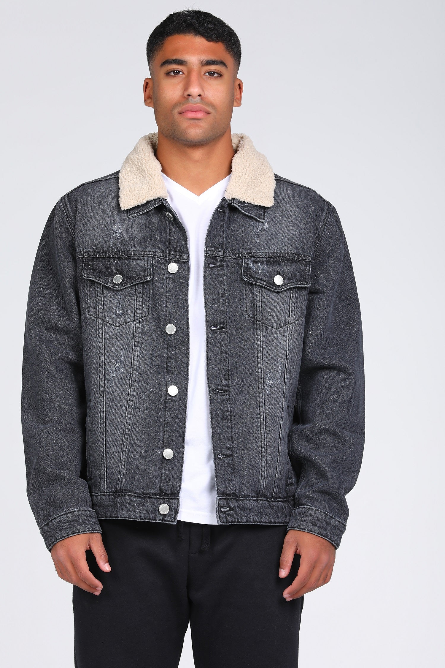 Large Fur Collar Denim Jacket