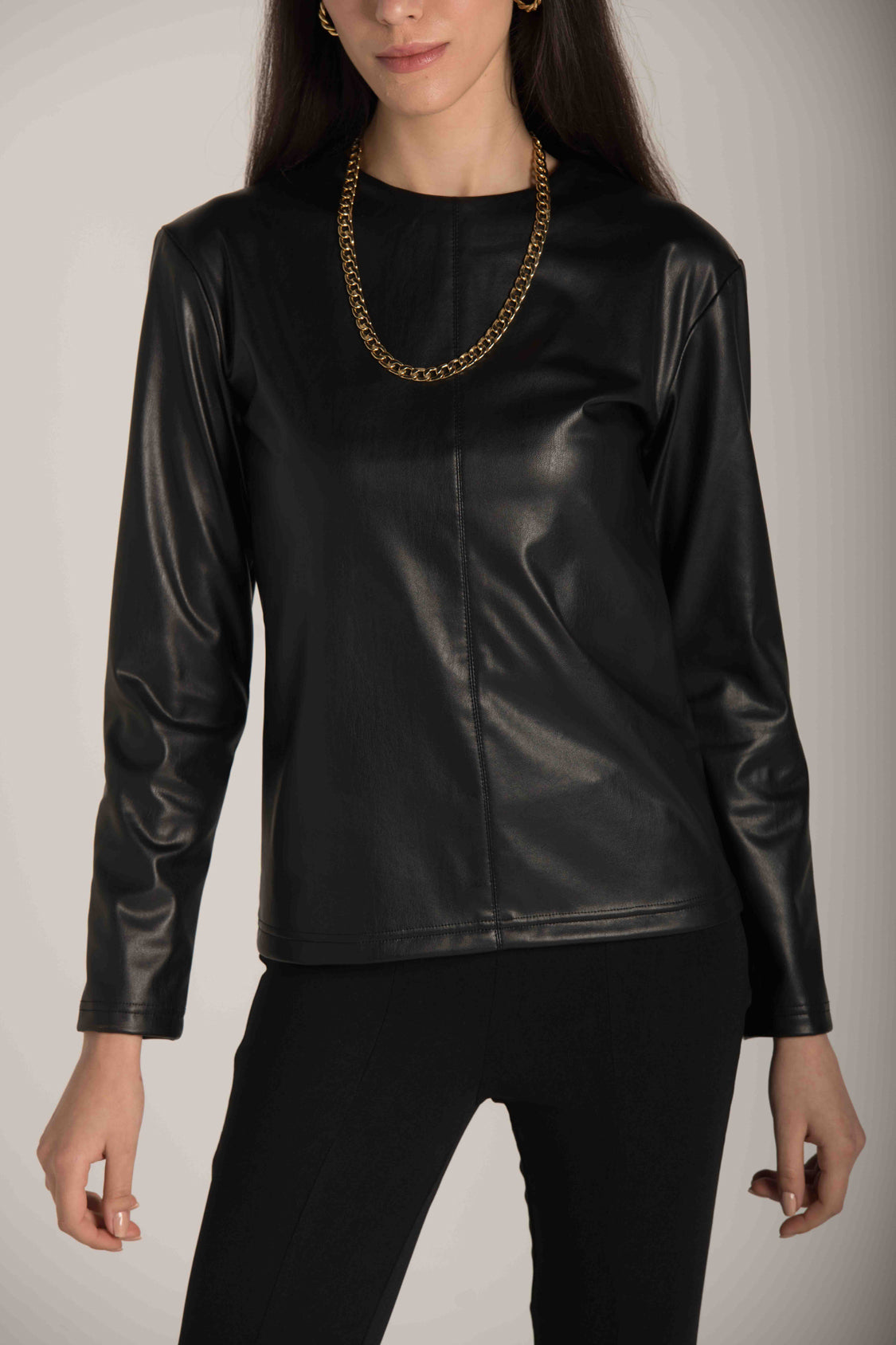 LONG SLEEVE LEATHER TOP W23W795