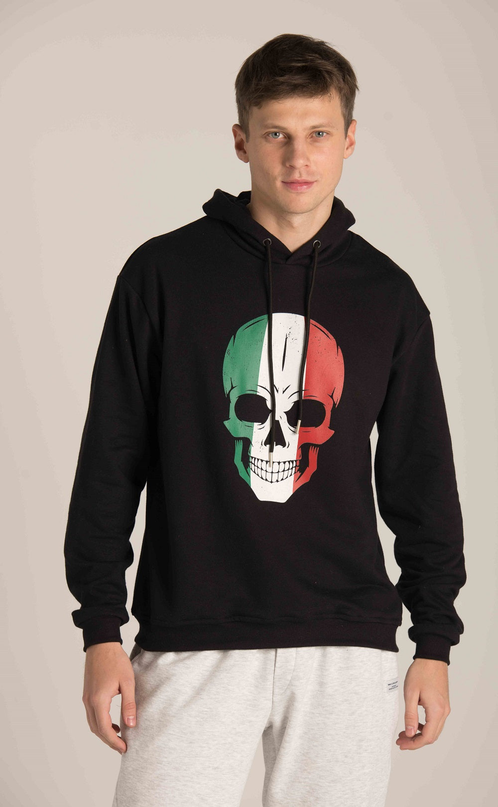 SCULL FRONT PRINT HOODIE W23MSW037