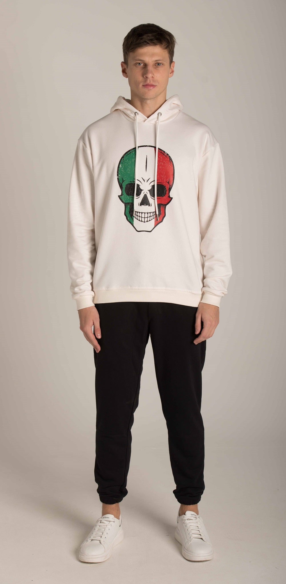 SCULL FRONT PRINT HOODIE W23MSW037