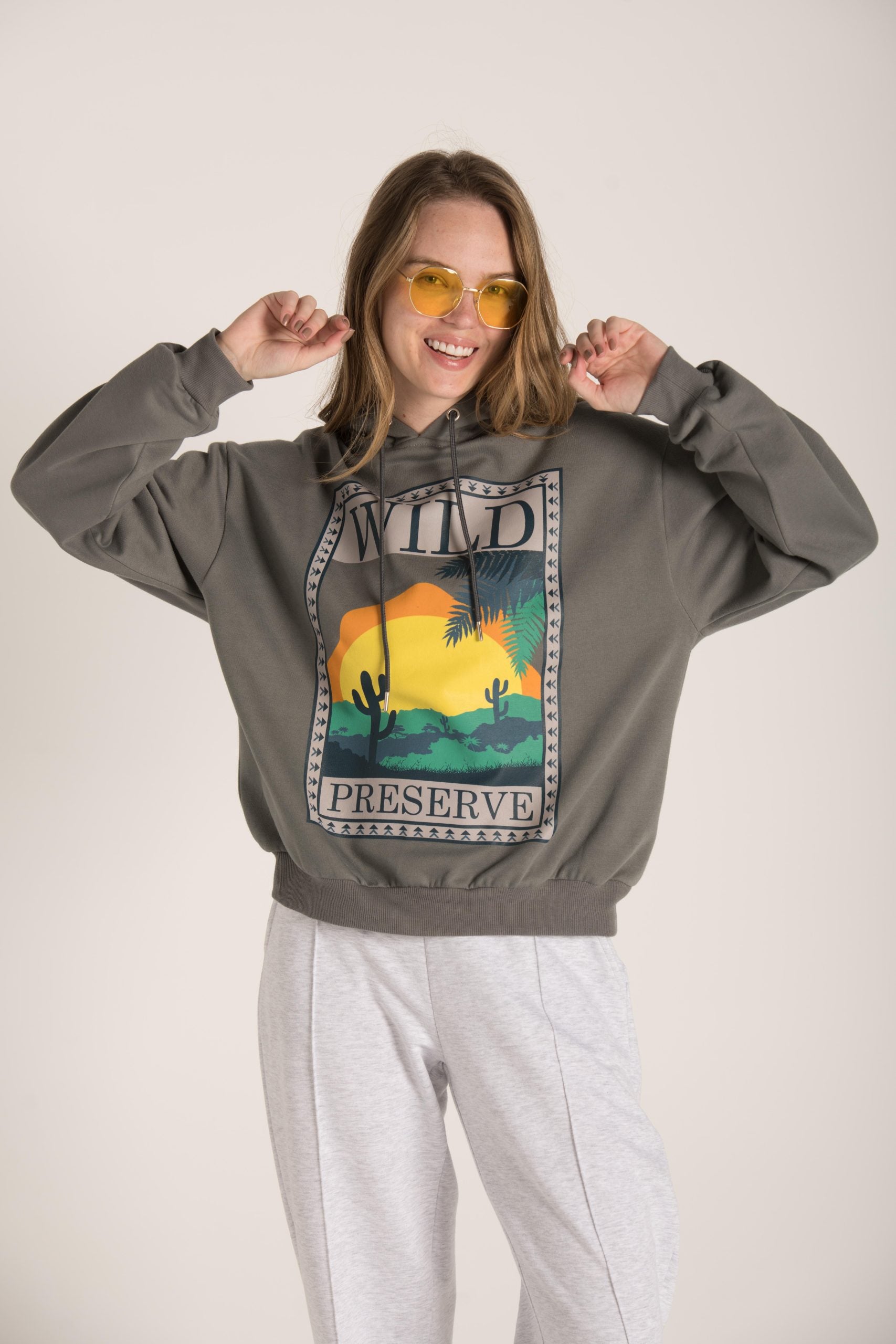 FRONT WILD PRINT HOODIE W23W614