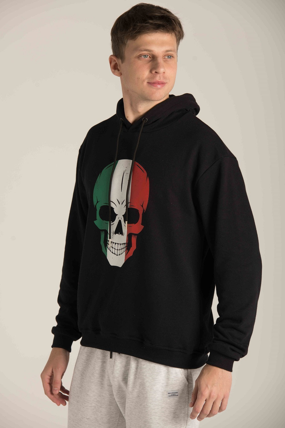 SCULL FRONT PRINT HOODIE W23MSW037