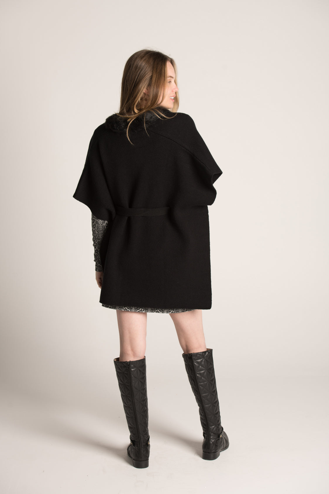 FAUX FUR ONE SIZE PLAIN PONCHO W23W715