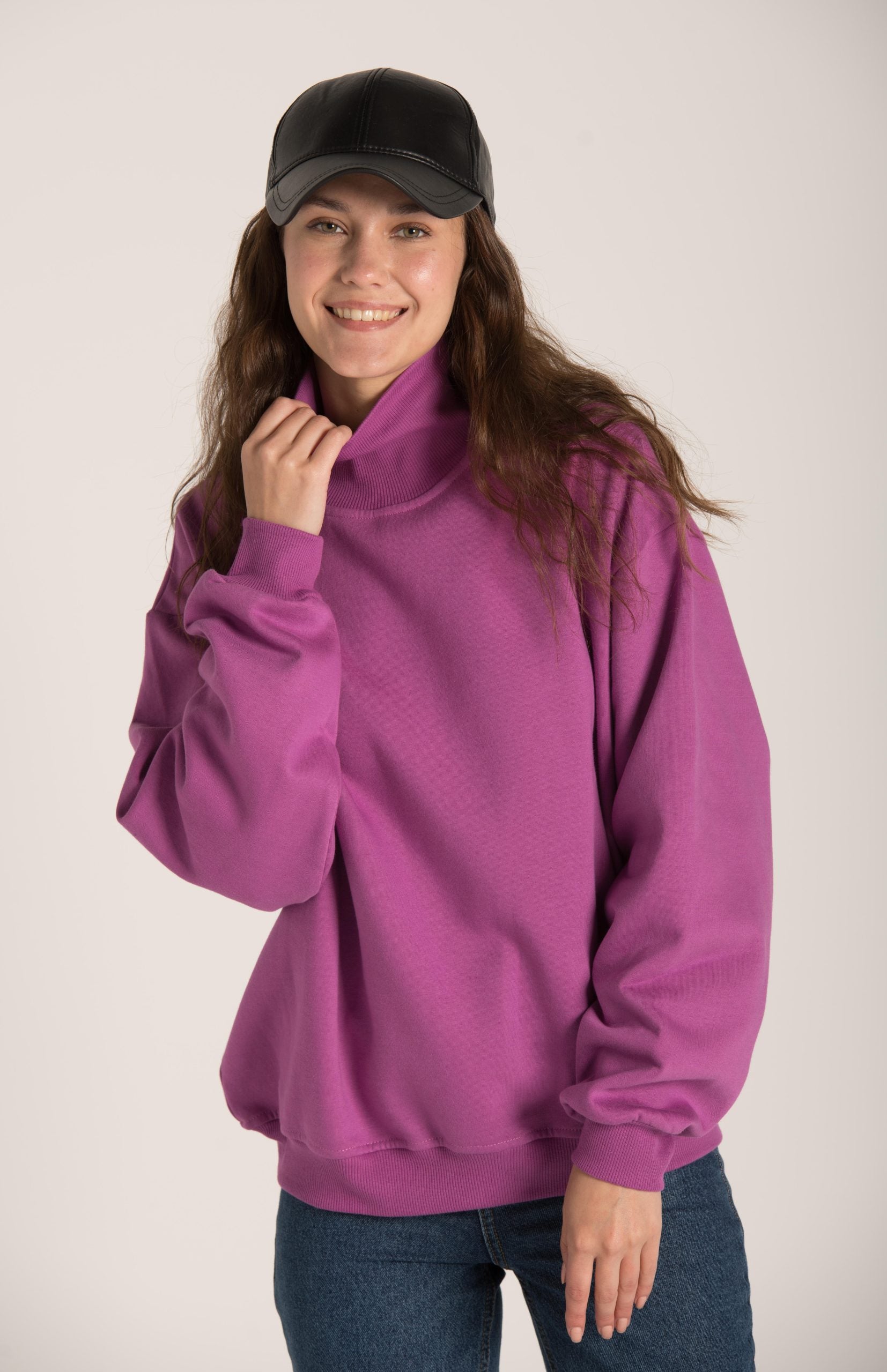 HIGH NECK PLAIN SWEATSHIRT W23W611