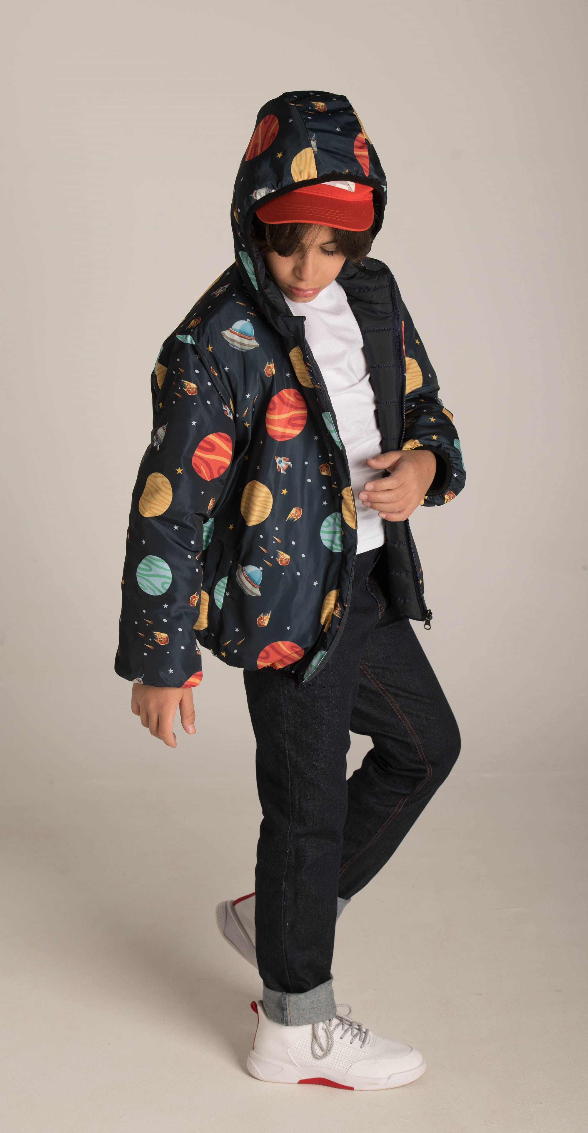 Printed & Plain Double Face Jacket W23BJK835