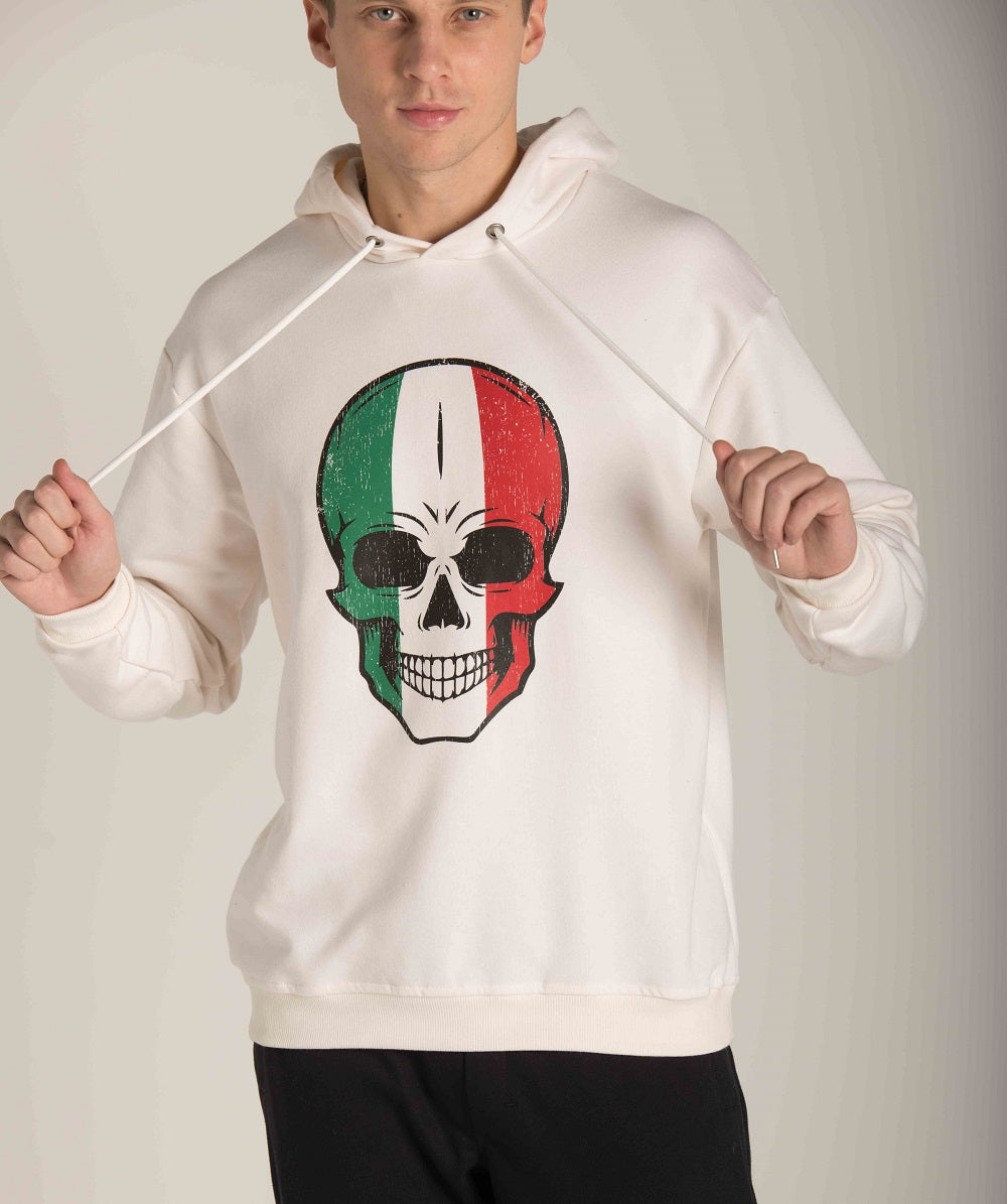 SCULL FRONT PRINT HOODIE W23MSW037