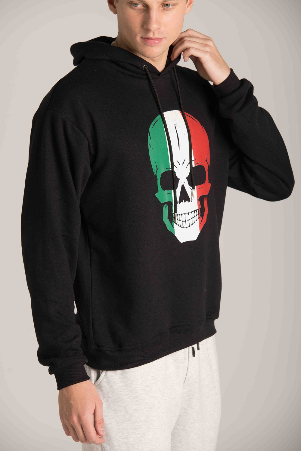 SCULL FRONT PRINT HOODIE W23MSW037