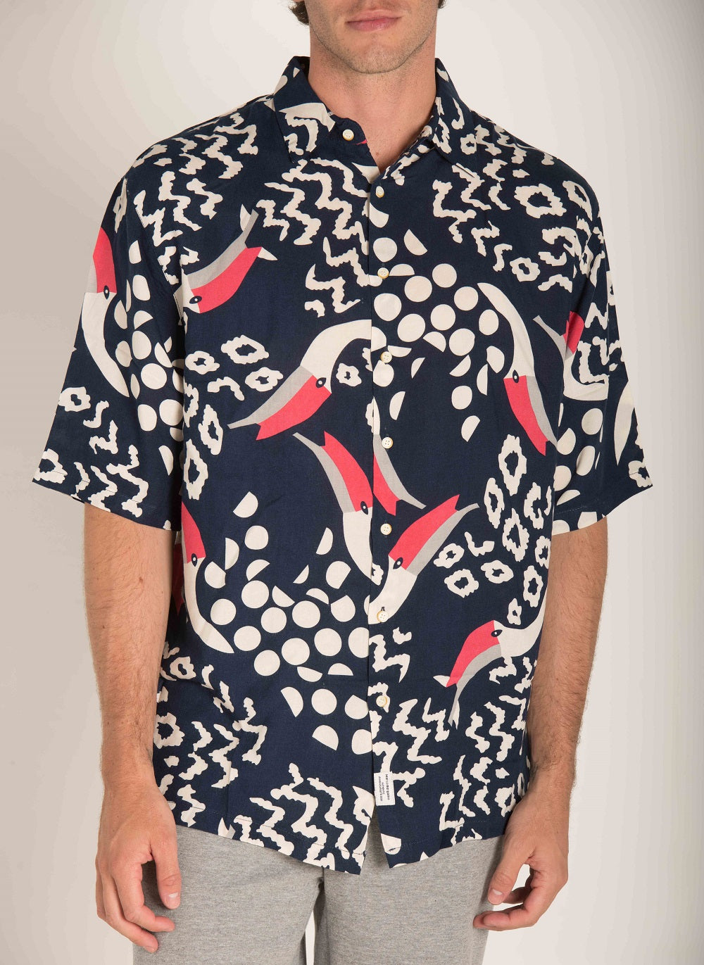 NAVY SHIRT WITH ALLOVER PRINT S23M576