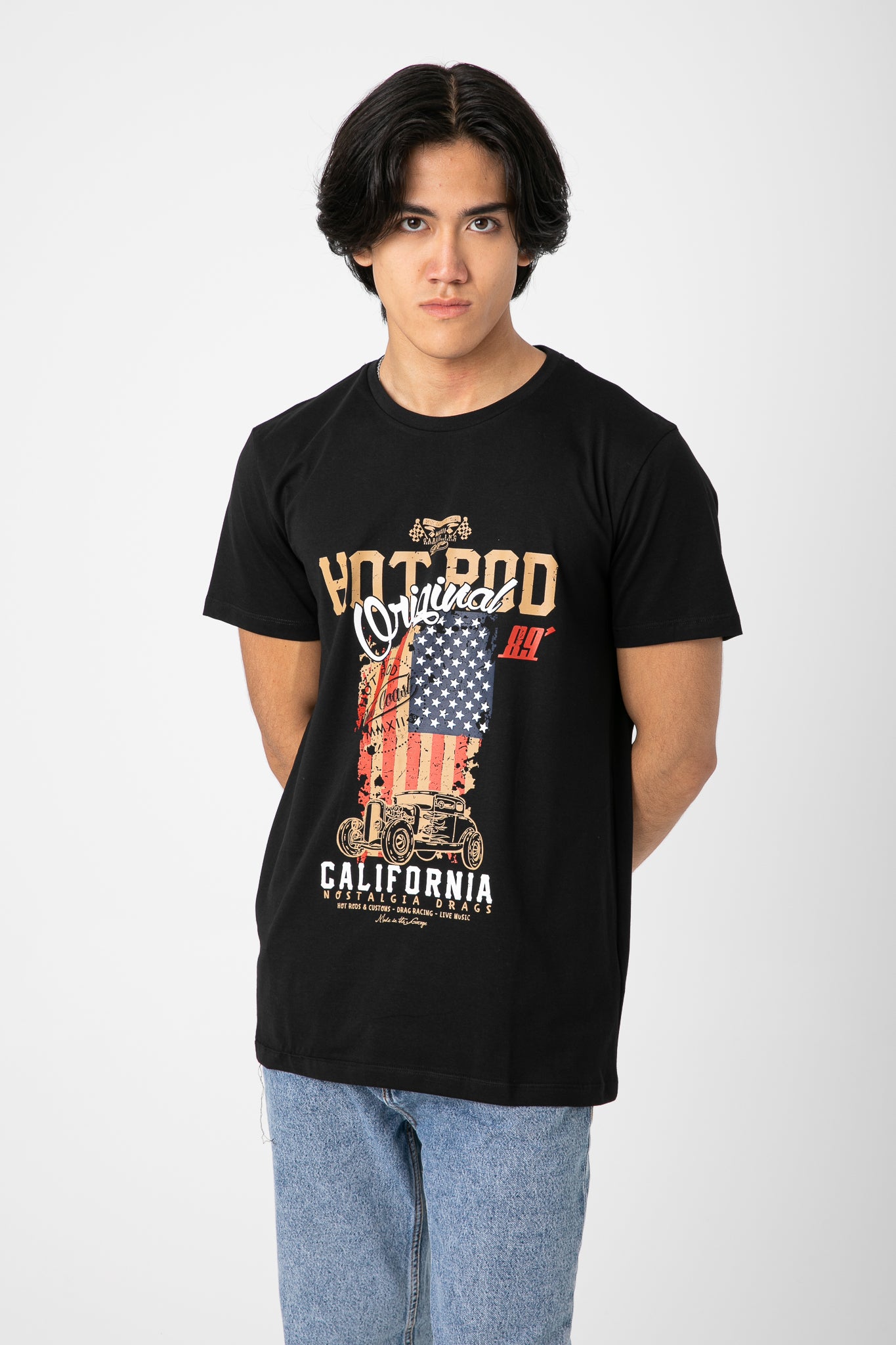 FLAG AND CAR  PRINT T-SHIRT S23M419