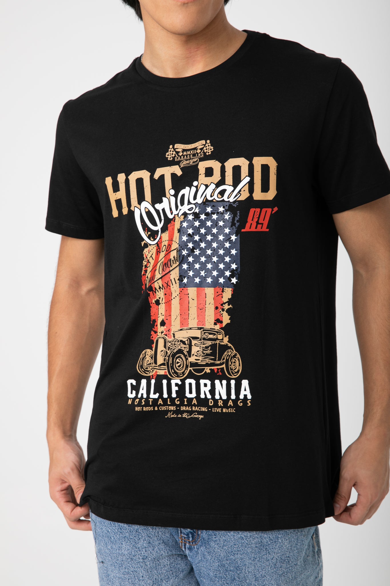 FLAG AND CAR  PRINT T-SHIRT S23M419