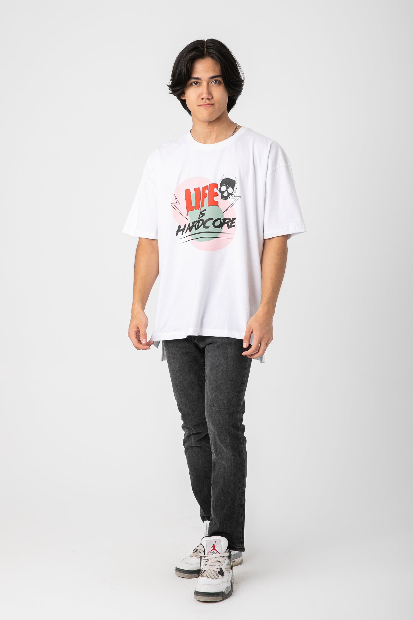 WHITE T-SHIRT WITH LIFE PRINT S24M013