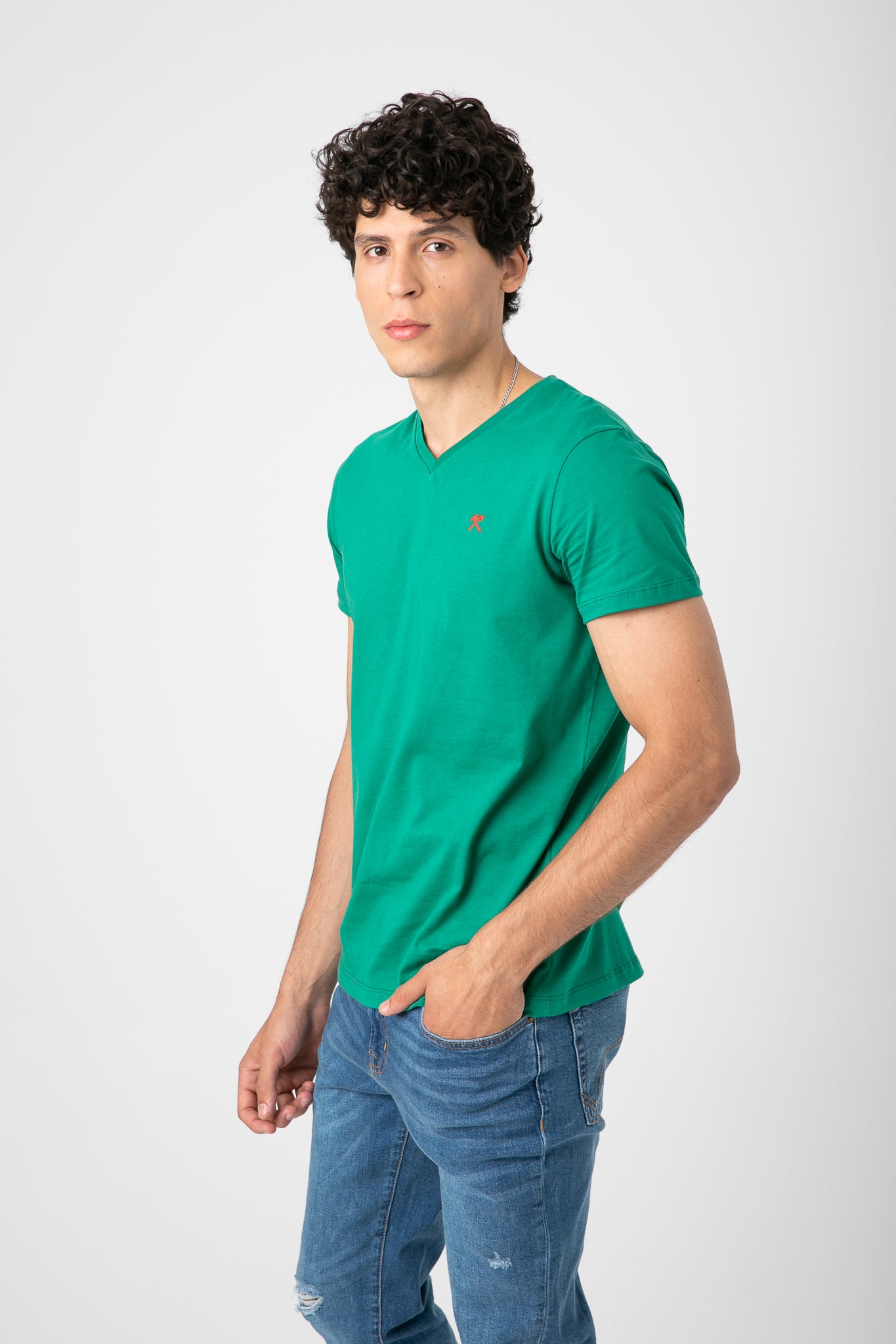 V.NECK T-SHIRT WITH LOGO S22M412