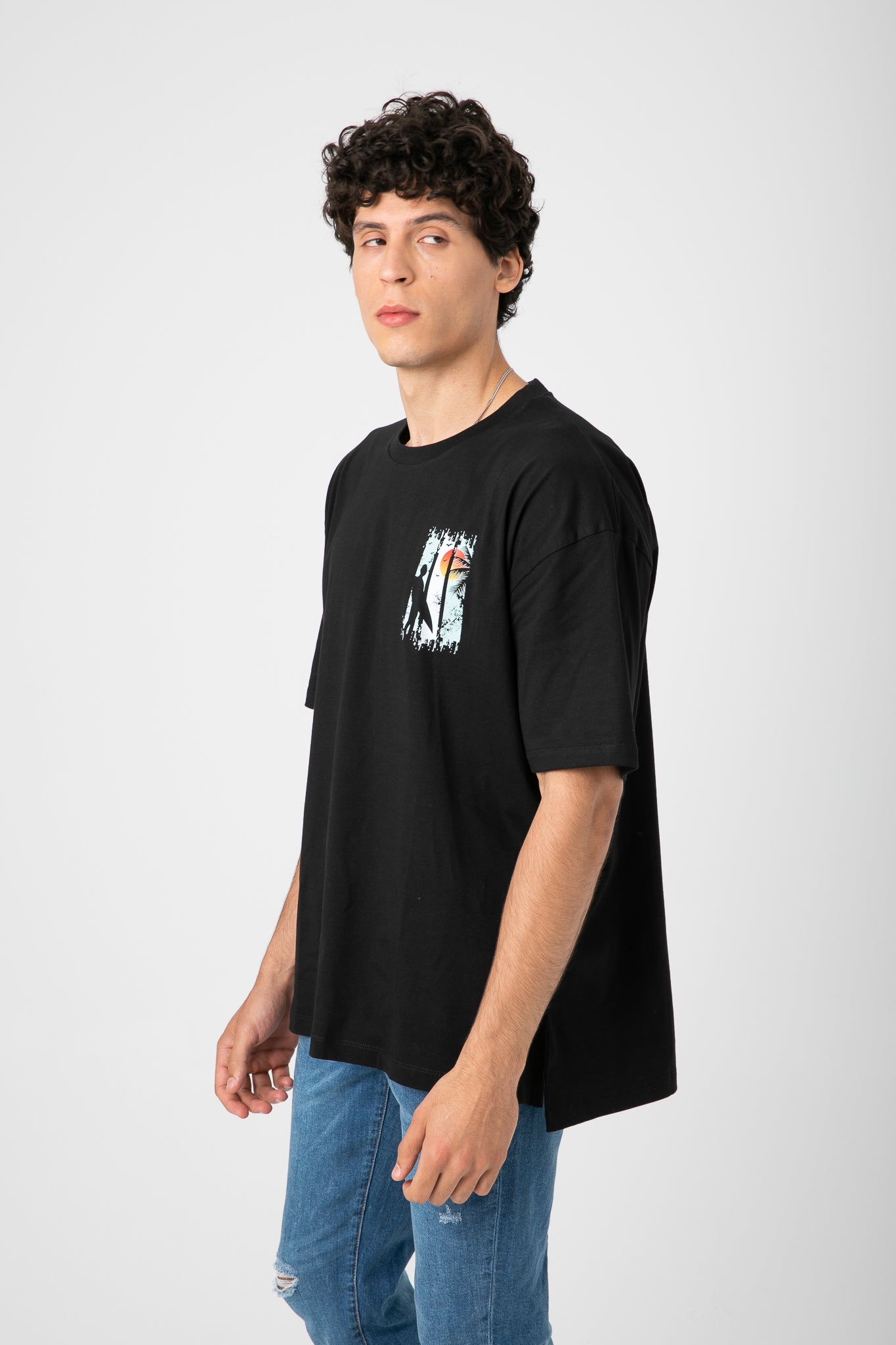 BLACK T-SHIRT WITH PRINT S23M506