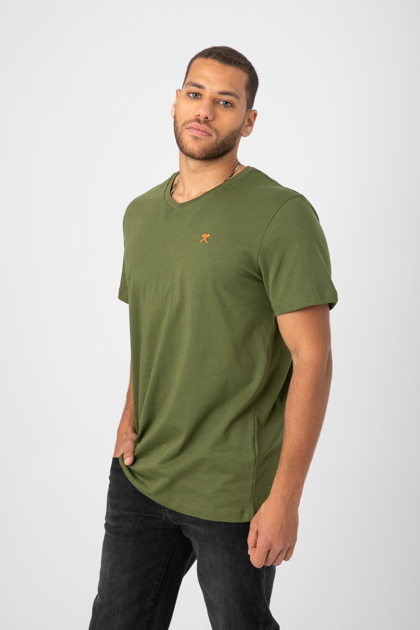 V.NECK T-SHIRT WITH LOGO S22M412