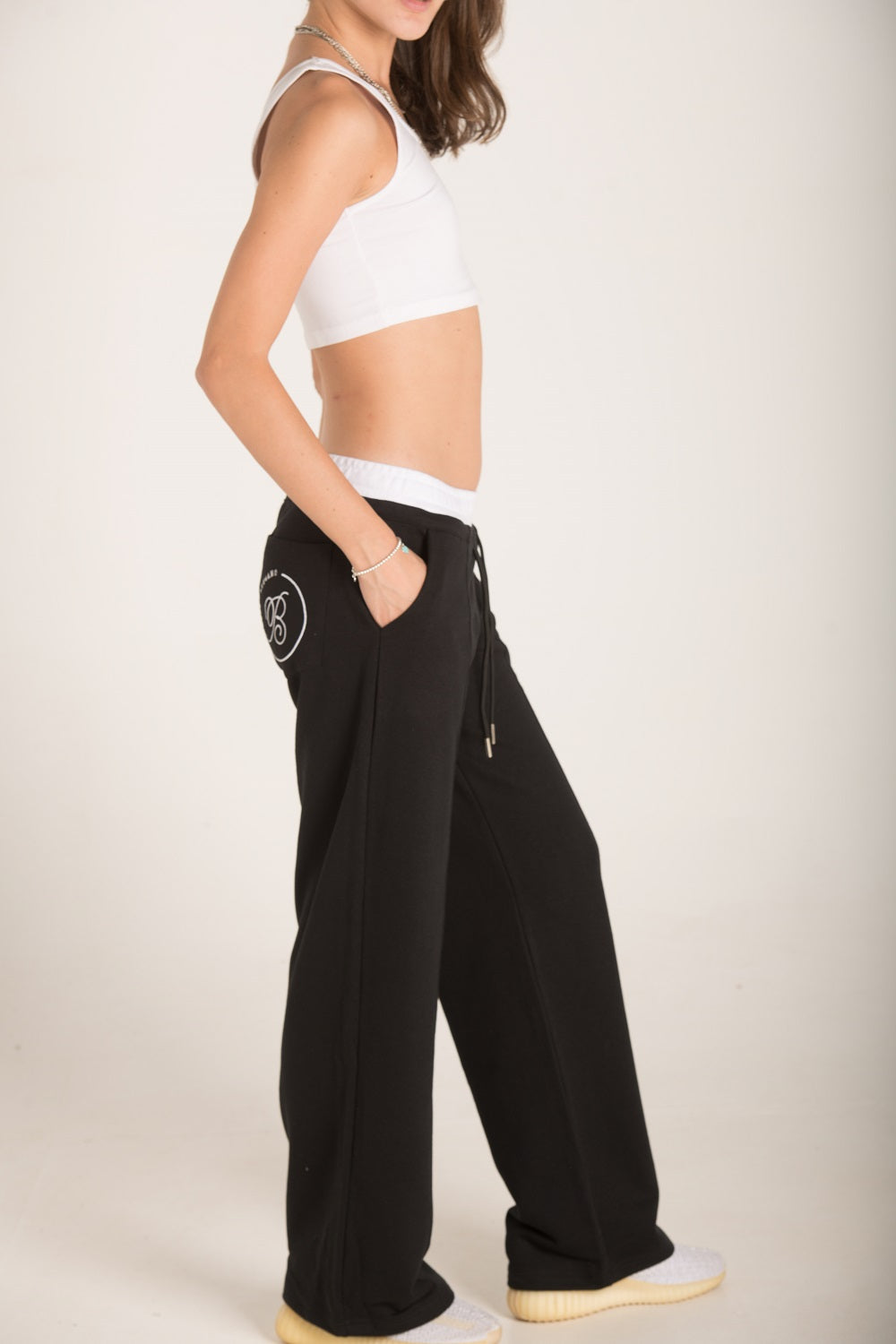 Embroiderd Pocket Contrast Waist Pants S24WSP377