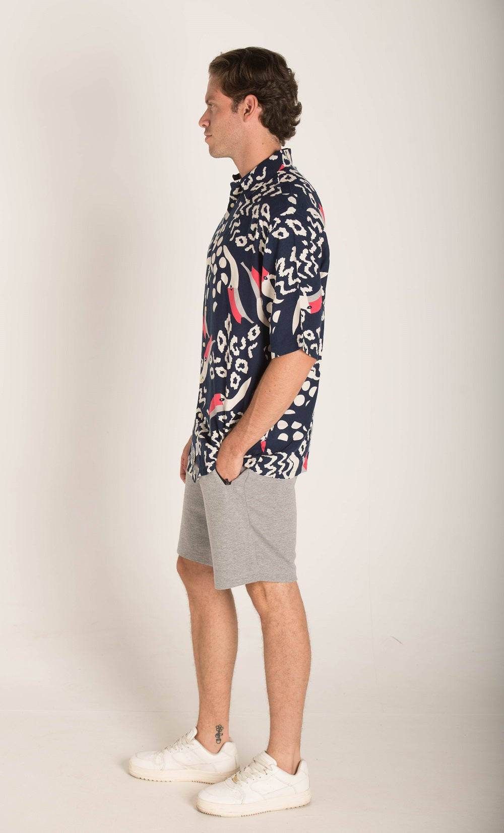 NAVY SHIRT WITH ALLOVER PRINT S23M576