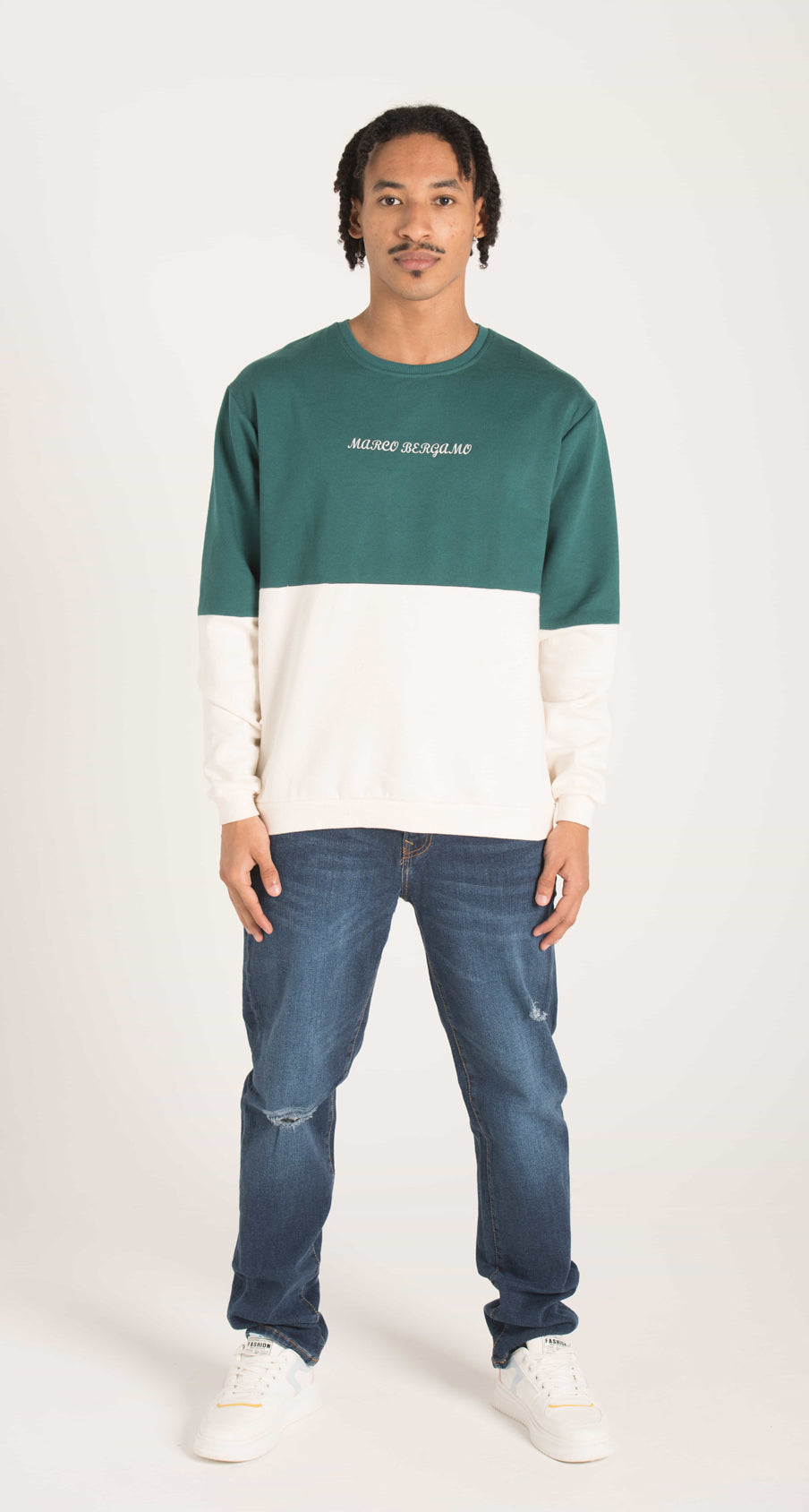 TWO COLOR CREW NECK SWEATSHIRT W23M016