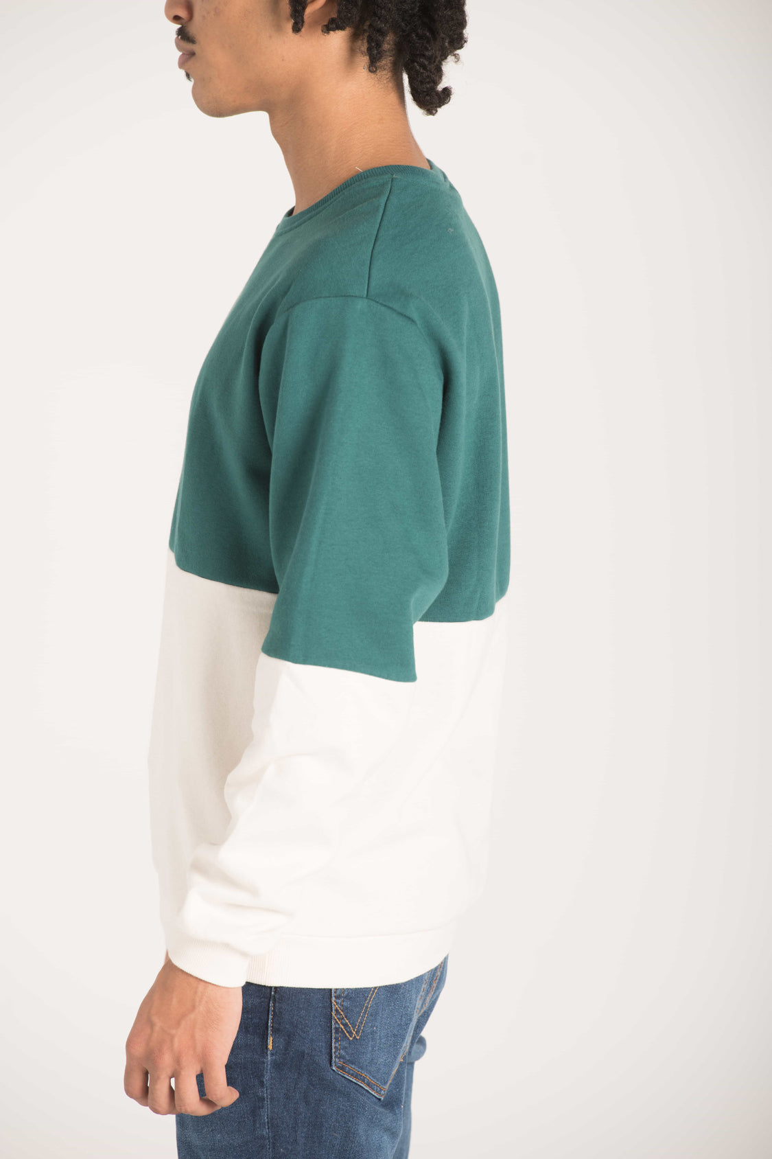 TWO COLOR CREW NECK SWEATSHIRT W23M016