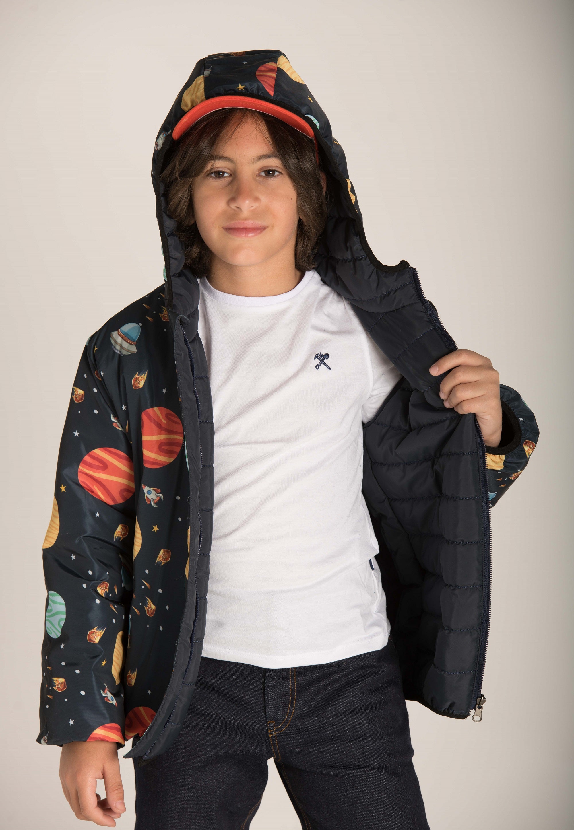 Printed & Plain Double Face Jacket W23BJK835