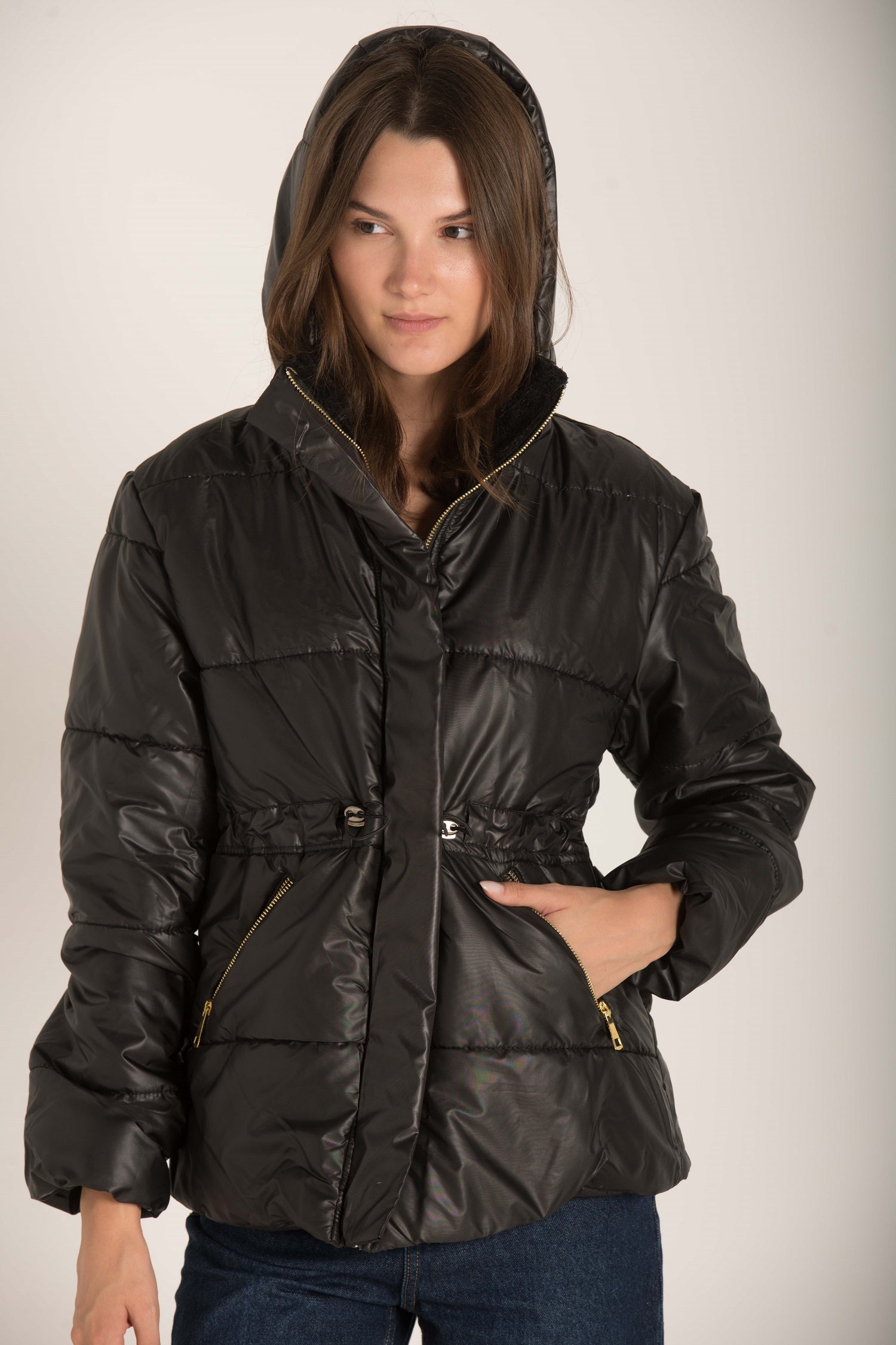 Hooded Zip Up Puffer Jacket W23WJK343