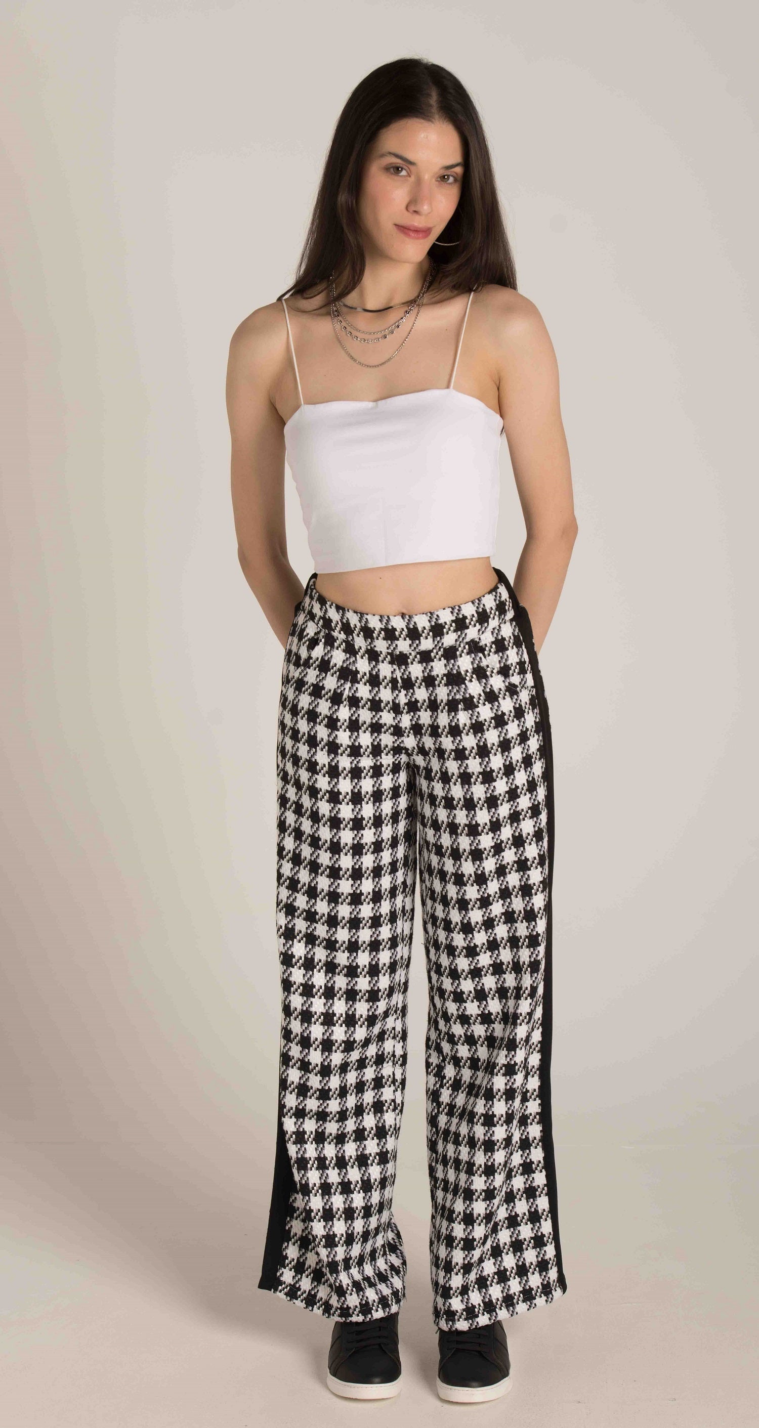 BLACK & WHITE WIDE LEG PANTS W23WPT753