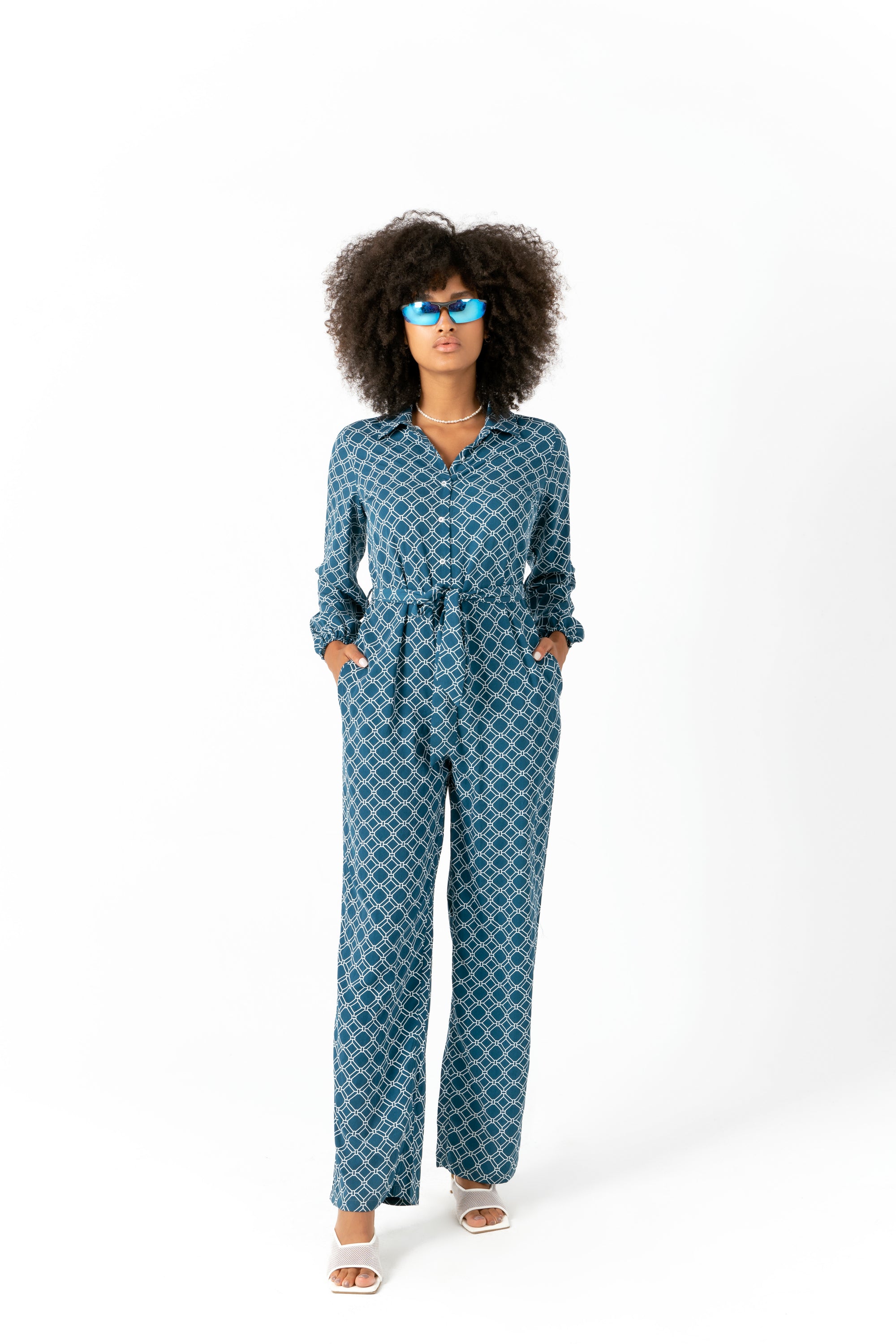 BELTED PRINTED SHIRT JUMPSUIT S23WJS535